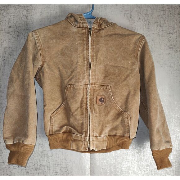 Carhartt Youth Brown Hooded Jacket Sz M - Picture 1 of 5